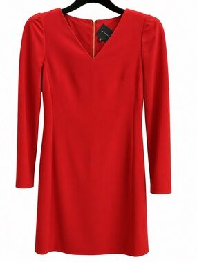 Alex Marie Red V-Neck Long Sleeve Shift Dress